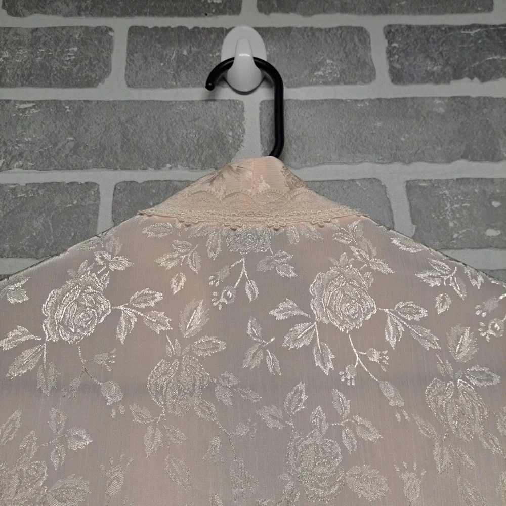 Christian‎ Dior Vintage Nightgown Robe Womens Peach Cream 100% Nylon Size Large
